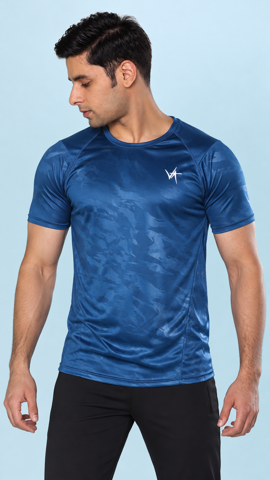 Sculpt Performance Tee – Aqua Blue