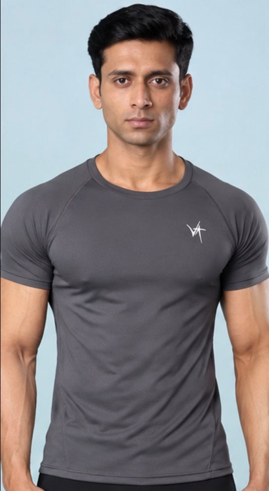Muscle Fit Performance Tee – Charcoal Grey