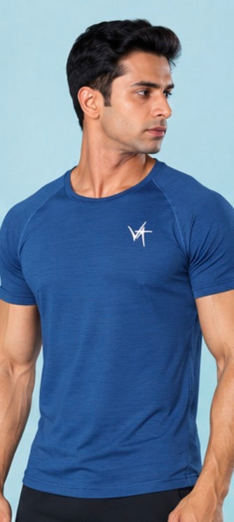 Muscle Fit Performance Tee – Steel Blue