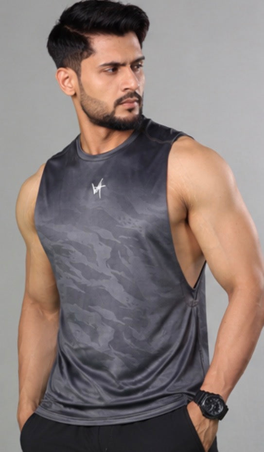 Arm Drop Training Tank – Charcoal Camo